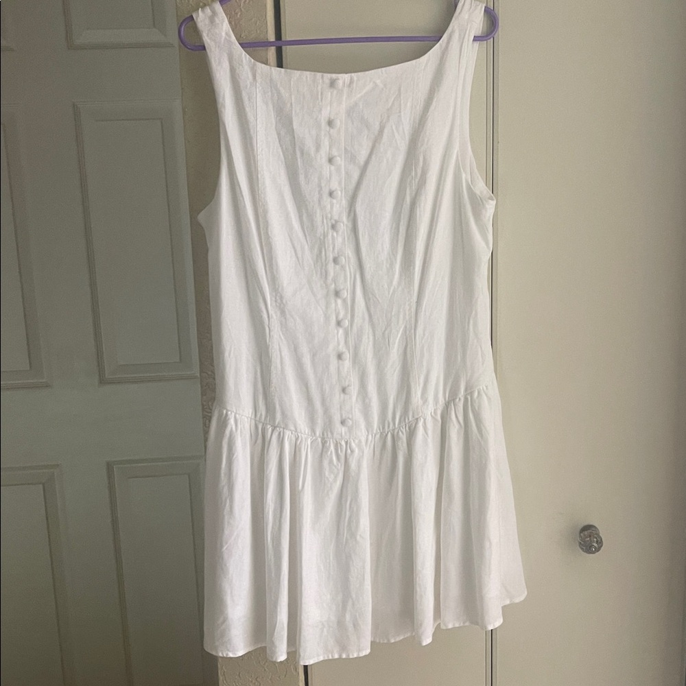 White Sleeveless Button-Down Dress